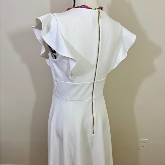 Chaps White Flutter Sleeve A-Line Dress sz 8 - Picture 5 of 9